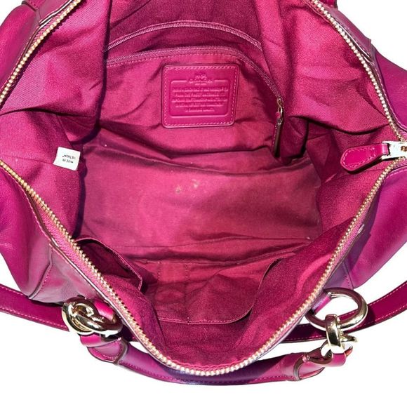 COACH Magenta Pebbled Leather Kelsey Satchel Bag - Picture 6 of 10